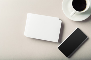 Blank card with coffee cup with space