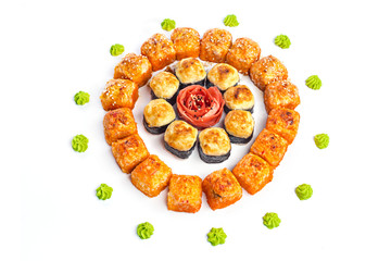 sushi set on white background