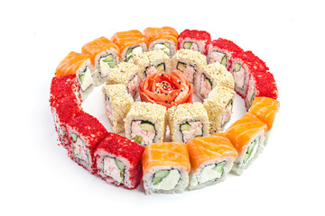 sushi set on white background