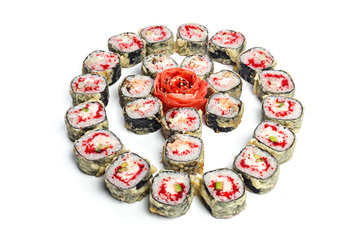 sushi set on white background
