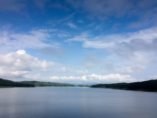 Lake and blue sky with cloudy.