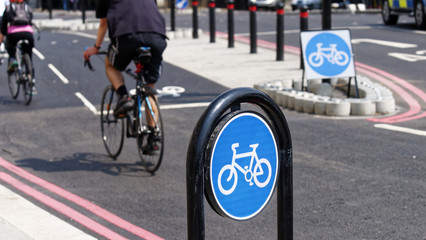 Cyclists using the New TFL Cycle Superhighway in London