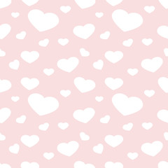 Seamless polka pattern with hearts. Vector