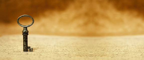 Website banner of a key - success and solution concept with copy space