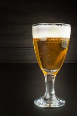 glass of beer on dark background. mug of beer on dark background.
