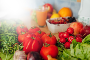 Vegetables on the kitchen table.