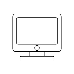 Desktop computer outline icon. Linear vector illustration