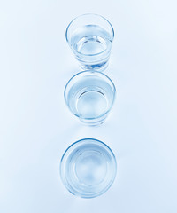 top of view of drink glasses with water, nutrition and health-care concept