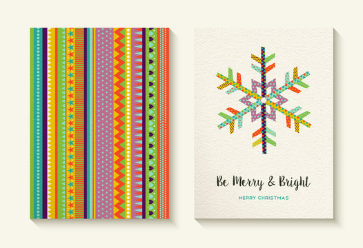 Christmas snowflake and colorful background set