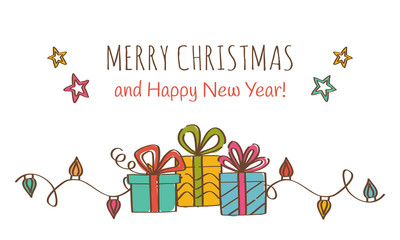 Merry Christmas and Happy New Year Greeting Card