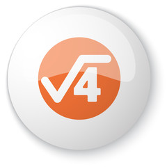 Glossy white web button with orange Square Root icon on white ba
