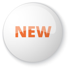 Glossy white web button with orange Institution icon on white ba