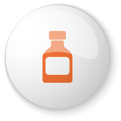 Glossy white web button with orange Medicine Bottle icon on whit