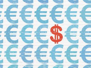 Money concept: dollar icon on wall background
