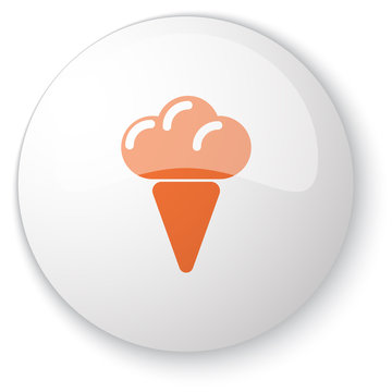 Glossy white web button with orange Ice Cream icon on white back