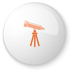 Glossy white web button with orange Telescope icon on white back