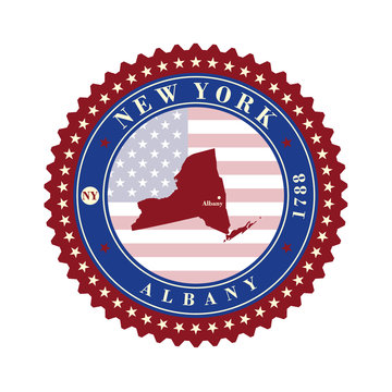 Label  sticker cards of State New York  USA