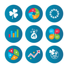 Saint Patrick day icons. Money bag with clover.