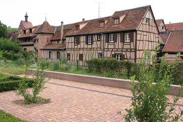 Maison à colombages, village de Riquewihr (Alsace, Haut-Rhin)