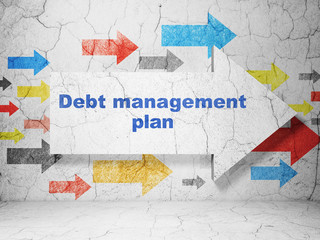 Finance concept: arrow with Debt Management Plan on grunge wall background