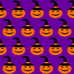 Halloween pumpkin seamless pattern background.