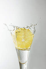 slice of lemon  in a glass
