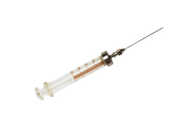 old medical syringe with a needle
