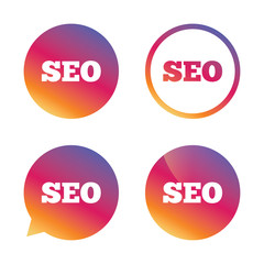 SEO sign icon. Search Engine Optimization symbol.