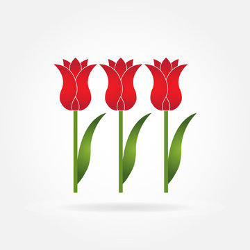Tulips icons isolated on white background. Spring Flowers symbol. Colorful vector illustration.