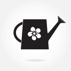 Watering can icon or sign isolated on white background. Vector illustration.