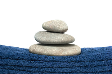 pile of pebbles on the towel