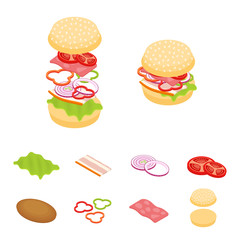 Set vector constructor isometric sandwich and hamburger ingredients