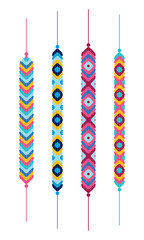 Set of friendship hippy bracelets. Multicolor vector illustration