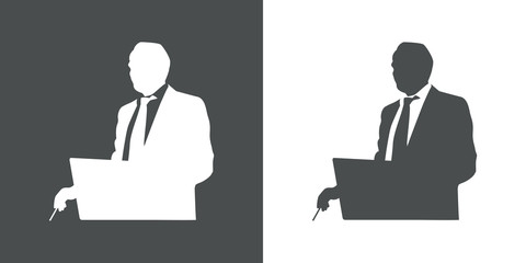 Icono plano conferenciante gris