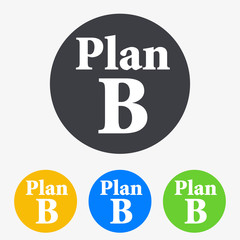 Icono plano texto Plan B en circulo varios colores