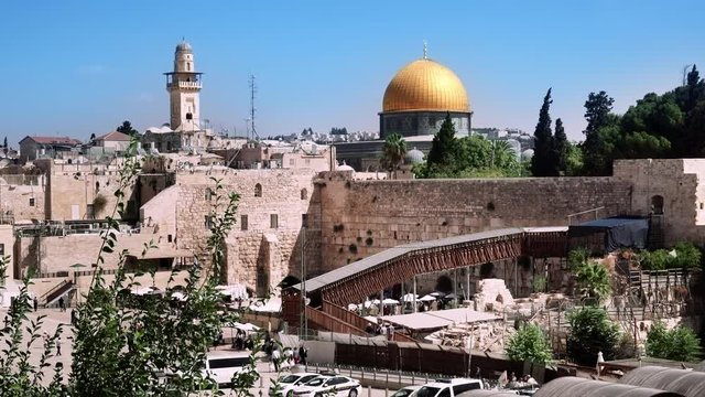Holy places in Jerusalem Wailing Wall and the Muslim mosque