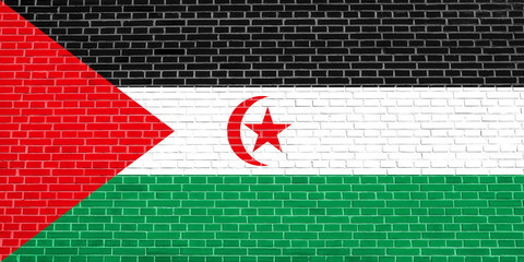 Flag of Western Sahara brick wall texture backdrop