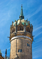 Fototapeta premium Tower of Palace Cathedral in Wittenberg