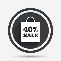 40 percent sale bag tag sign icon.