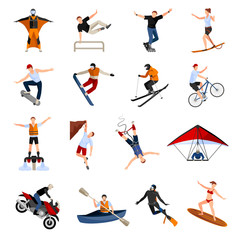 Extreme Sports People Flat Icons 