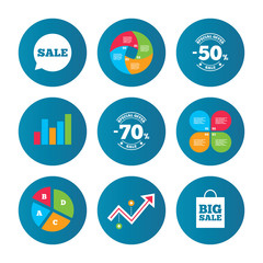 Sale speech bubble icon. Big sale shopping bag.