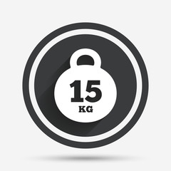 Weight sign icon. 15 kilogram (kg). Sport symbol.