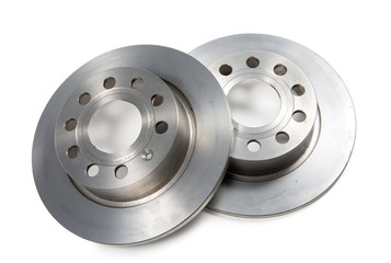 two brake discs isolated on  white background