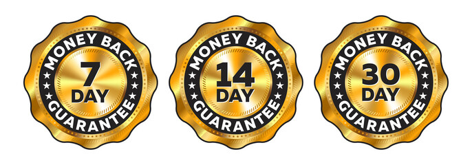 Money Back Guarantee Labels - 7 Day - 14 Day - 30 Day