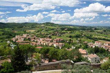 Fototapeta na wymiar Chianti, Tuscany view from town San Gimigiano, Italy.