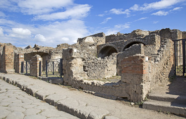 Ancient Roman city of Pompeii, which was destroyed and buried by ash during the eruption of Mount...