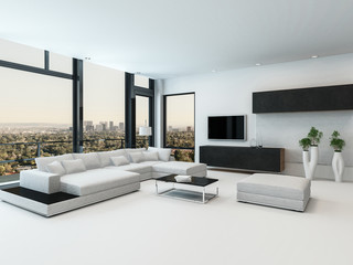 Stylish modern black and white living room