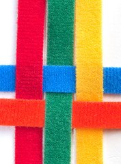 Colorful velcro strips braided together