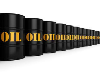 3D rendering Black oil barrels