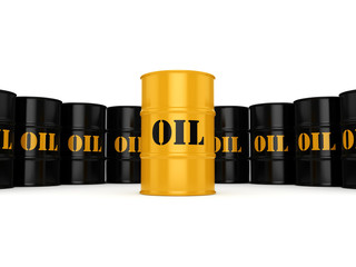 3D rendering Black oil barrels